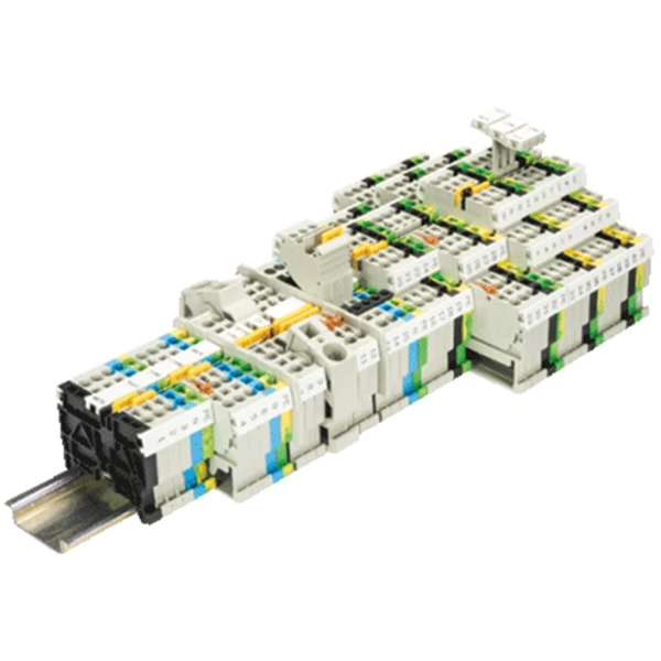 DIN RAIL TERMINAL BLOCKS WITH TENSION SPRING CONNECTION